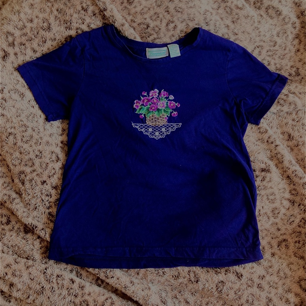 Vintage “Flower Basket” Embroidered T-Shirt
